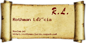 Rothman Lúcia névjegykártya